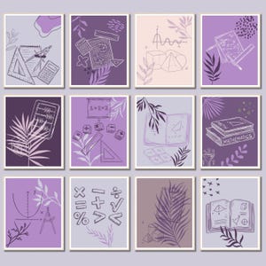Back to school purple theme classroom decor Math classroom decor Math decoration Math teacher gift Math bulletin board Mathematics art math