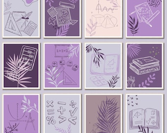 Back to school purple theme classroom decor Math classroom decor Math decoration Math teacher gift Math bulletin board Mathematics art math