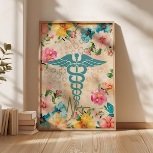 Caduceus Art Print Medical Poster Graduation Gift Science Art Nursing Student Gift Medical Student Gift clinic decor Doctor Gift Office art
