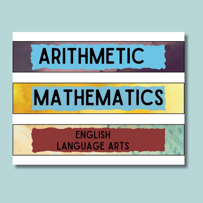 Math Subject Label Magnets School Subjects Labels, Elementary School Binder Labels, Teacher Binder ...