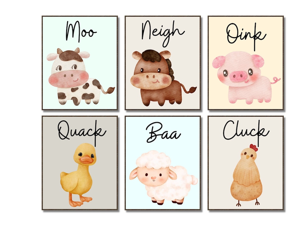 Farm Animal Art Farm Animals Print Watercolor Farm Animal - Etsy
