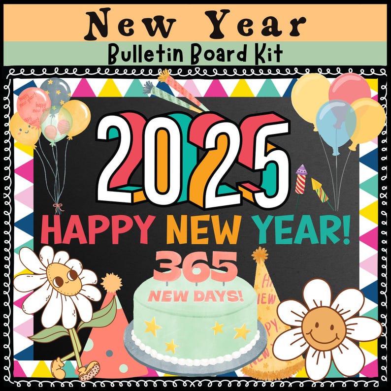 New Years Bulletin Board Kit 2025 New Year Classroom Decor January ...