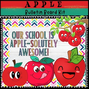 Apple-solutely Back to School Bulletin Board Apple Bulletin Board back to school September bulletin board kit Autumn Apples Classroom Door
