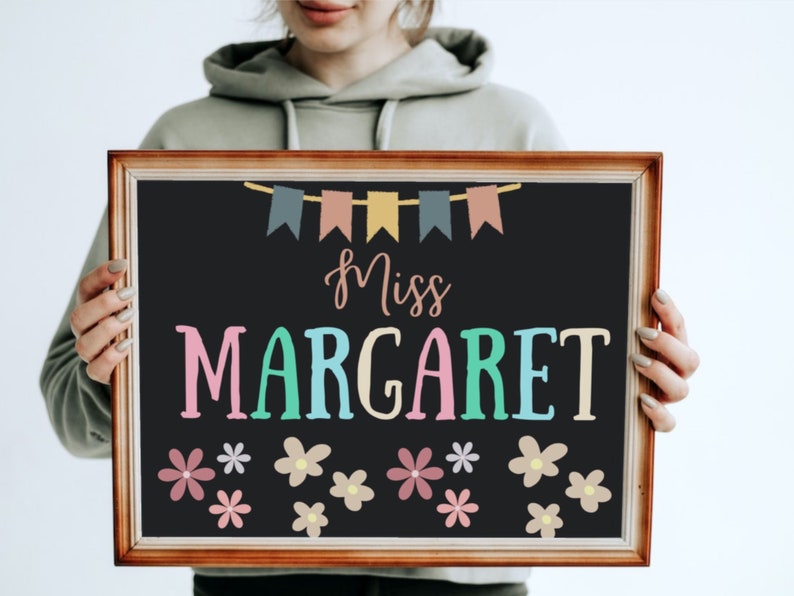 Teacher Name Sign Printable Custom Digital Print Teacher Etsy