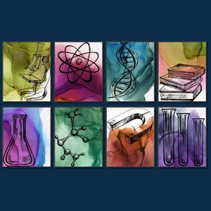 Science Class Gallery Wall set science classroom decor science office room wall arts science bulletin board decor high school middle school