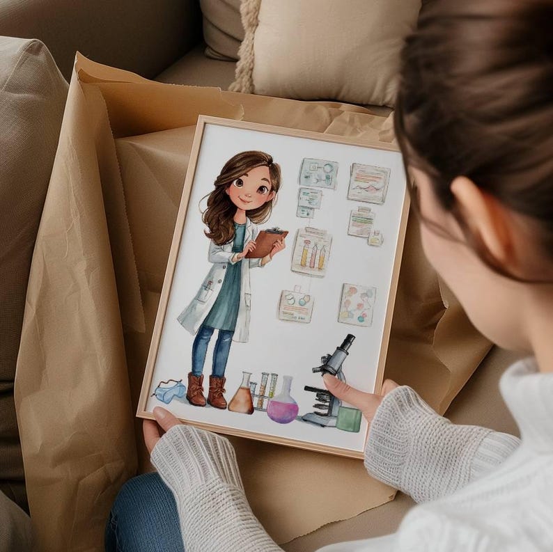 Girl Scientist Art Print for Kids STEM Inspired Girl Bedroom Decor ...
