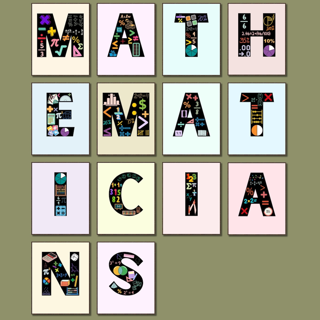 Mathematicians Posters Classroom Decor Back to School Math Bulletin Board Kit Decor Math Class