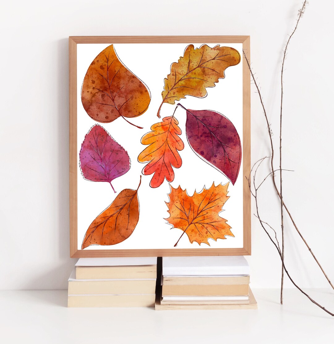Fall Leaves Printable Leaf Art Fall Leaves Watercolor Etsy