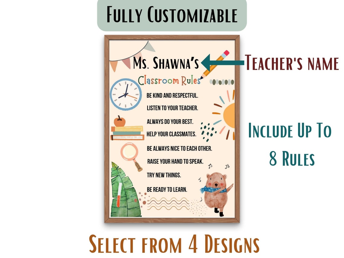 Custom Classroom Rules Classroom Decor Ideas Personalized - Etsy