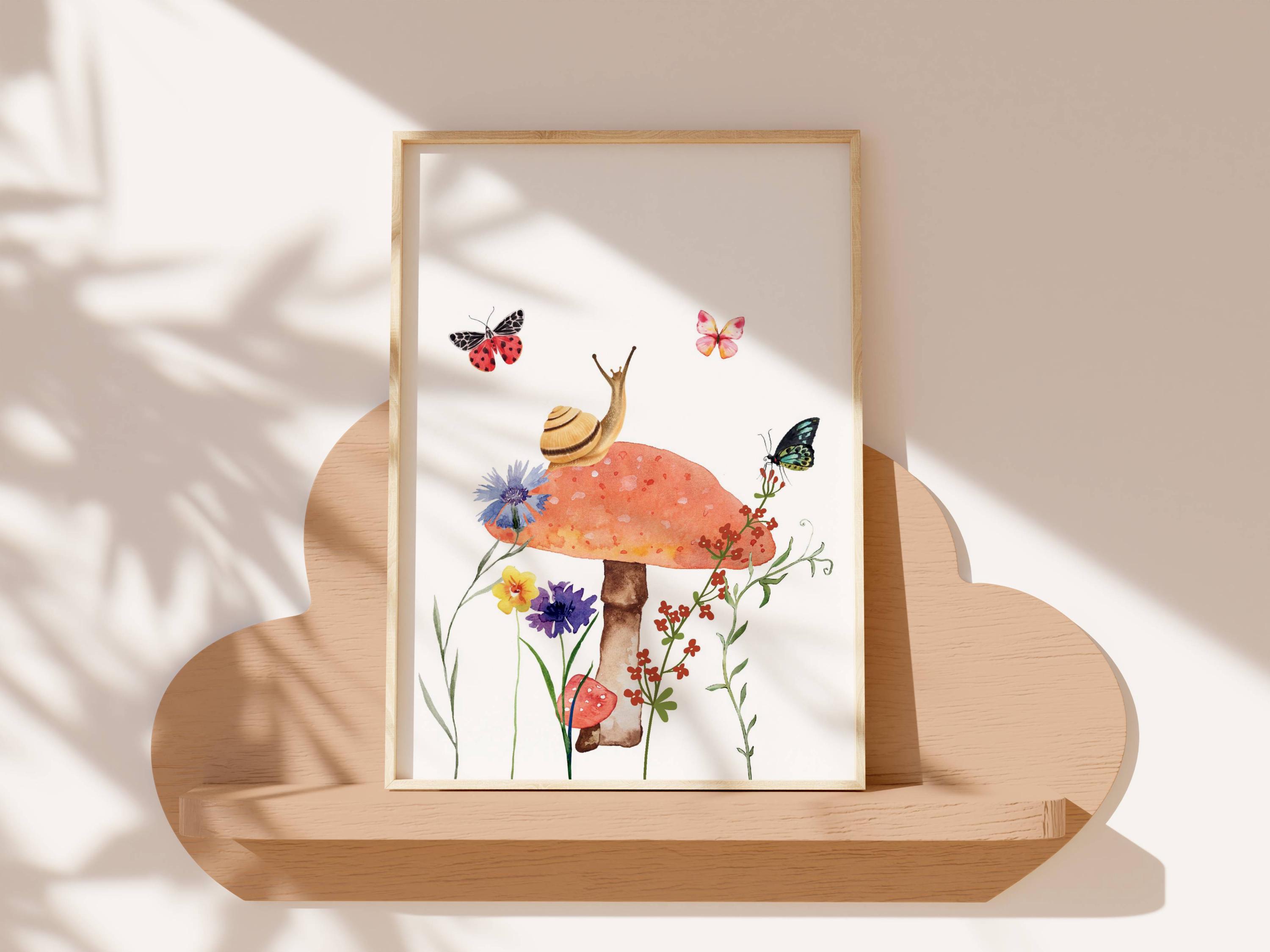 Mushroom Art Print Kids Wall Print Minimalism Print Printable Woodland ...