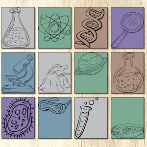 Science classroom posters set of 12 biology chemistry earth science classroom decor Kids playroom decorations printable Girl scientist gift