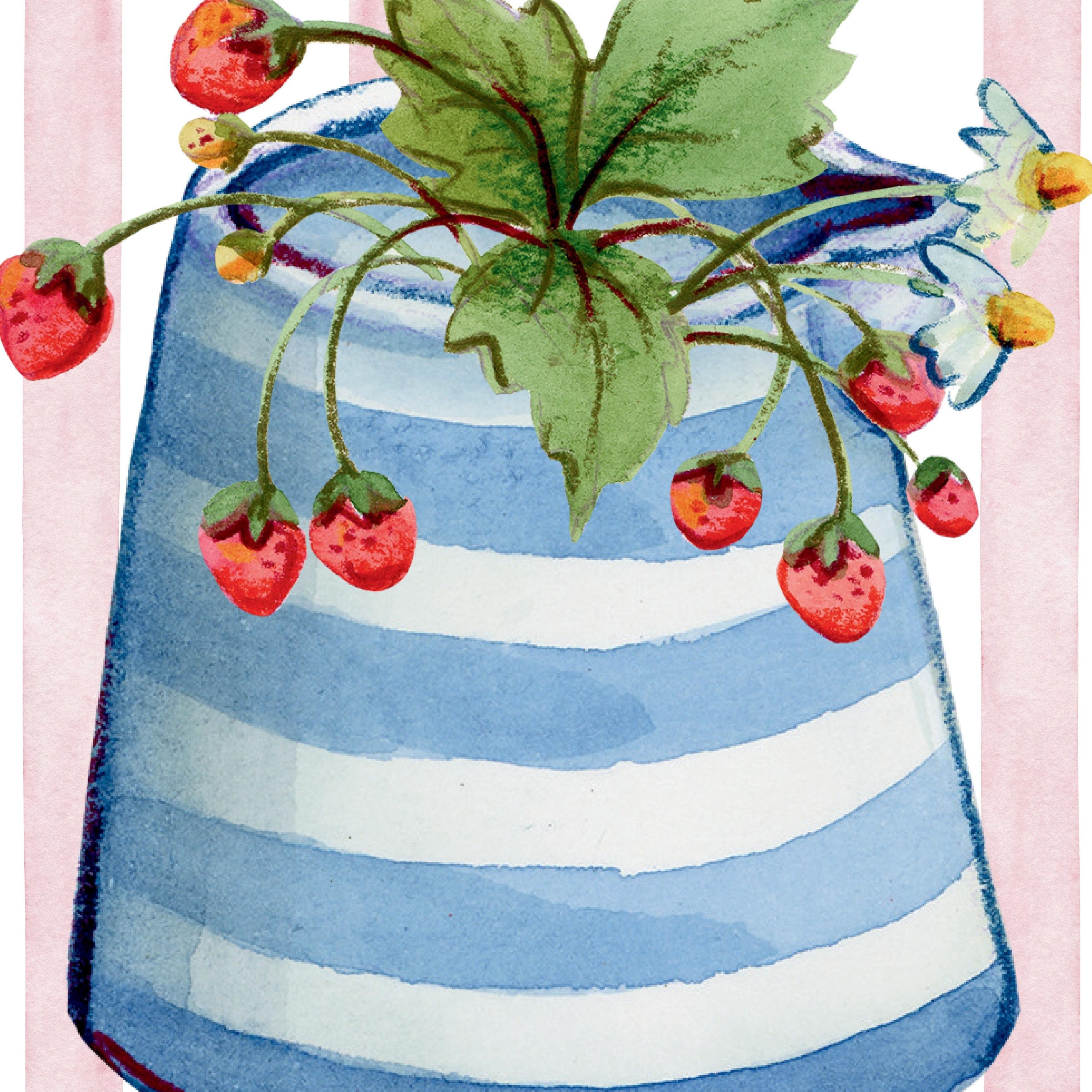 Strawberry Print Set of 3 Pink Nursery Prints Kitchen Wall Art Girls ...