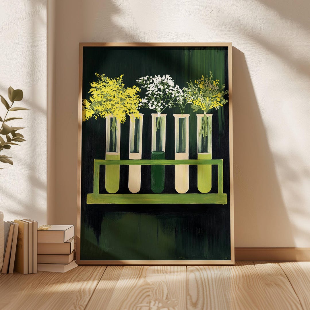 Botanical Science Wall Art Unique Floral Test Tube Print for Nature ...