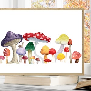 Mushroom Print nursery wall art Modern Woodland Children&#39;s Room Decor Forest Nursery Wall Art cute wall art Gender Neutral Kids Room Art