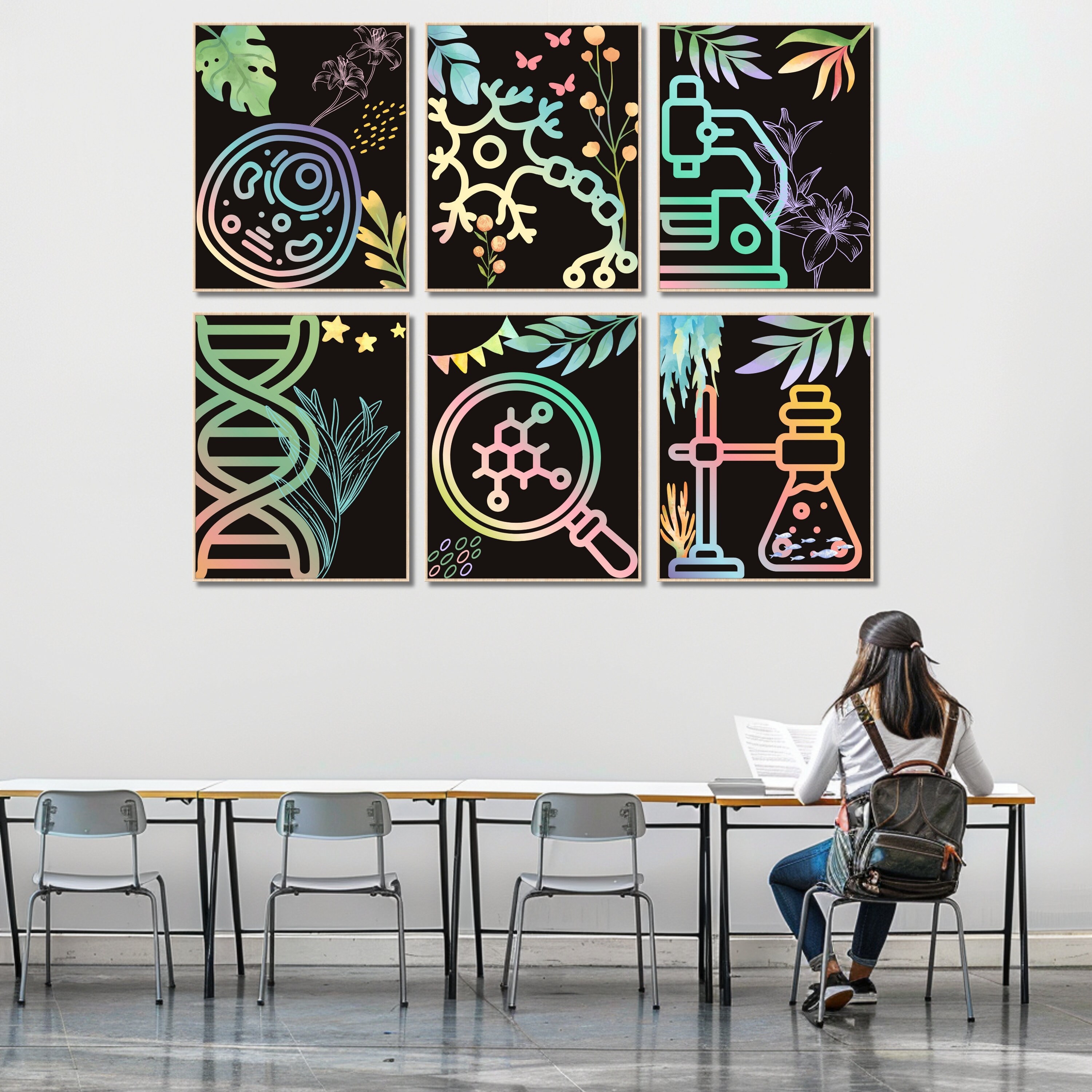 Science Class Gallery Wall Art Set Biology Wall Art Science Classroom ...