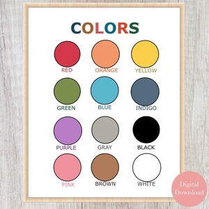 Colors Poster Colors Print Printable Educational Poster - Etsy