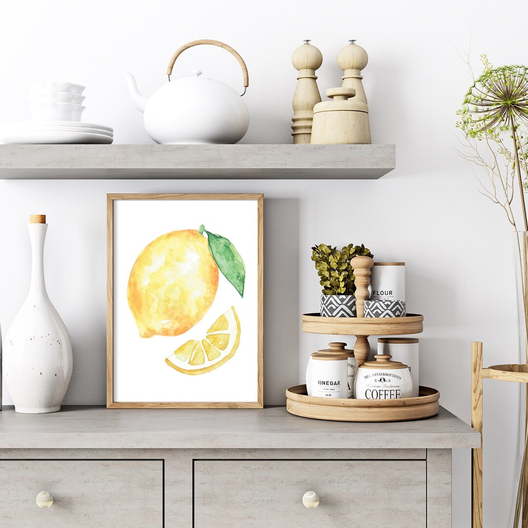 Watercolor Lemon Printable, Lemon Wall Art, Instant Download, Kitchen ...