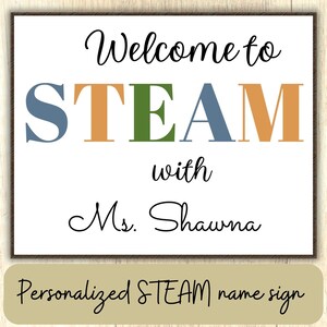 Teacher sign, Classroom door sign, custom teacher sign, editable classroom door sign, personalized teacher name sign, STEAM classroom decor