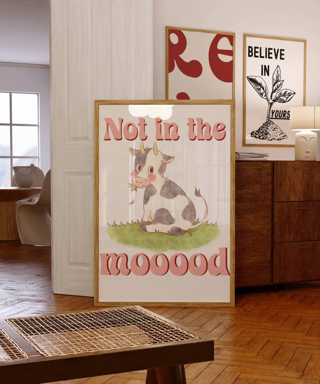 Not in the Mooood Wall Art Funny Bedroom Decor Wall Art Gift to a