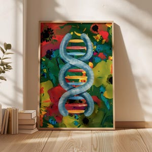 DNA genetic art print abstract Dna poster science art Dna helix genetic watercolor poster Biology Art Doctor Graduation Gift Medical Science