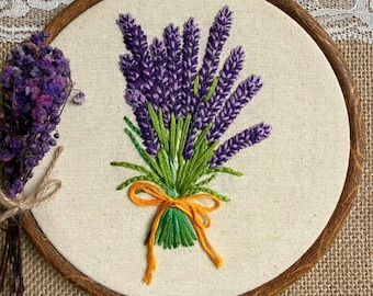 Hand Embroidered Lavender Wall Art, Floral Botanical Decor, Cottage Wall Art, Handmade Gift, Lavender Flower Art, Limited Edition No. 39
