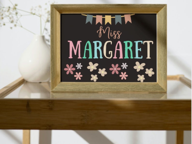 Teacher Name Sign Printable Custom Digital Print Teacher Etsy