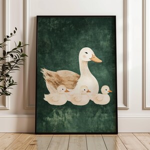 Mother Duck Print Nursery Art Cottagecore Decor Printable Wall Art Expecting Mom Gift Gender Neutral Nursery Wall Art kid bathroom decor