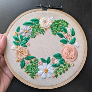 Hand Embroidery Floral Wall Art, Handmade Roses Hoop Decor, Cottagecore Home Decoration, Unique Gift for Her, Nursery  Bedroom Wall Hanging