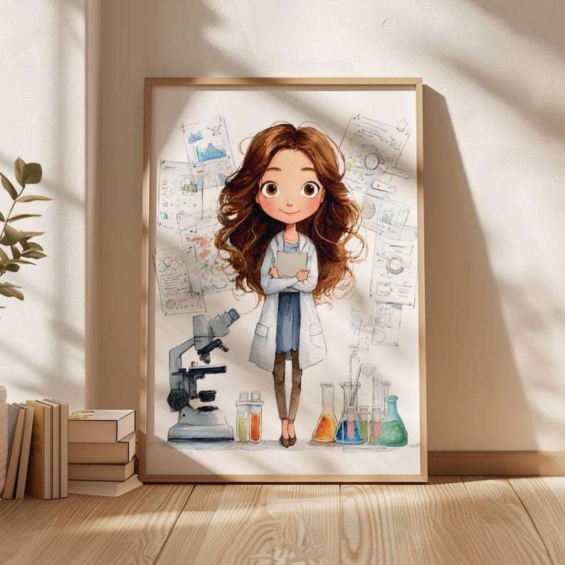 Girl Scientist Wall Art Print STEM Girl Room Decor Science Girl Bedroom ...