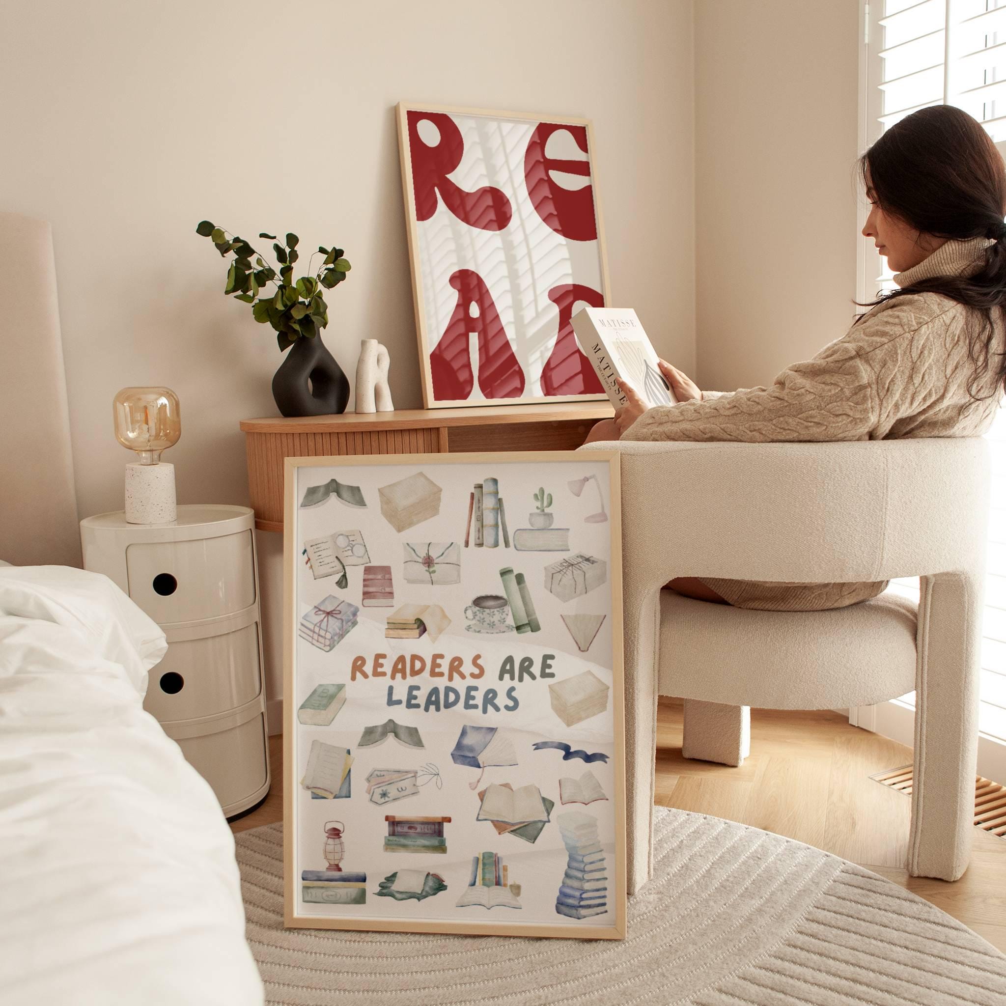 Library Poster Book Wall Art Library Art Print Watercolor Book Lovers ...