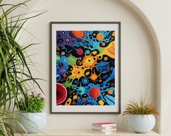 Arte de pared para sala de estudiantes de neurociencia, decoración de consultorio médico con temática de neuronas, arte abstracto de pared para aula de biología, arte moderno de neuronas para neurólogos