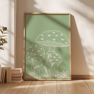 Mushroom Nursery Art Print Woodland Boho Print Sage green wall art Gender Neutral Whimsical Cottagecore Wall Art nursery wall art Modern