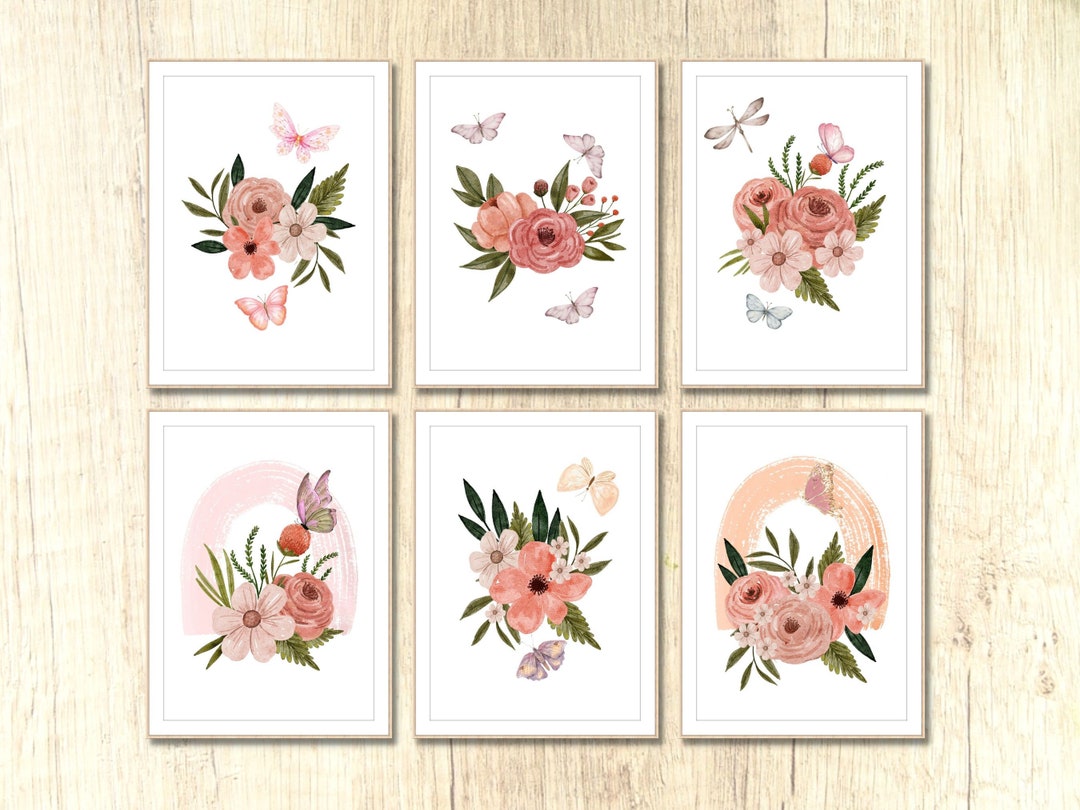 Girl Nursery Decor Blush Pink Wall Art Flowers Wall Art Print Baby Gift ...