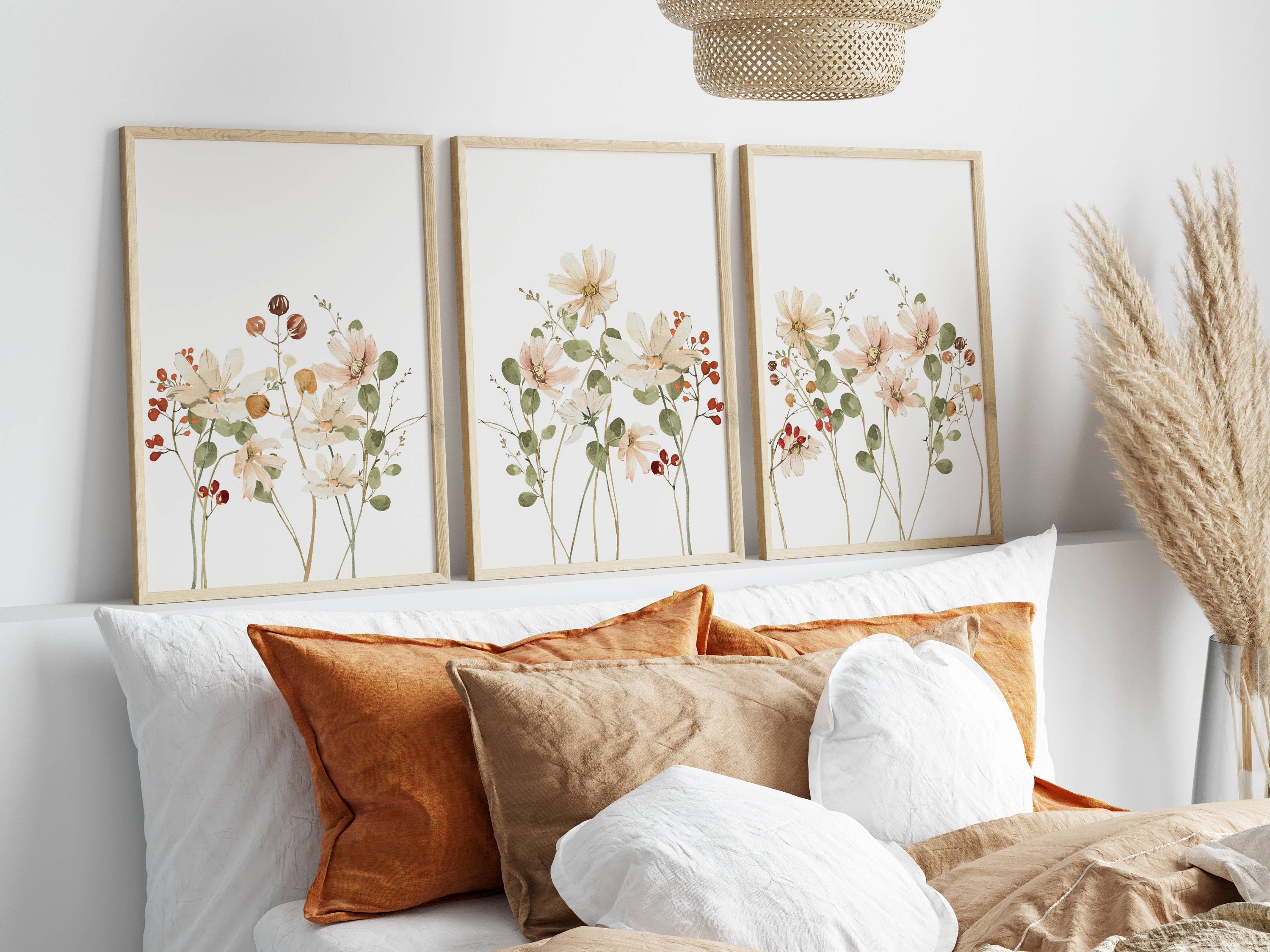 3 Neutral Spring Watercolor Wildflower Prints Wildflower Nursery Print ...