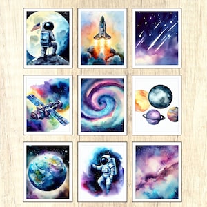 Weltraum Wandkunst Set 9, druckbare Weltraum Poster, Weltraum Themen Kinderzimmer, Wissenschaft Poster, Klassenzimmer Dekor, Weltraum Dekor, Kinderzimmer Dekor