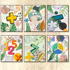 Math Wall Prints watercolor Prints Classroom Wall Art Set of Mathematics Prints Math Bulletin Board Math Classroom Door Decor Kit Arithmetic