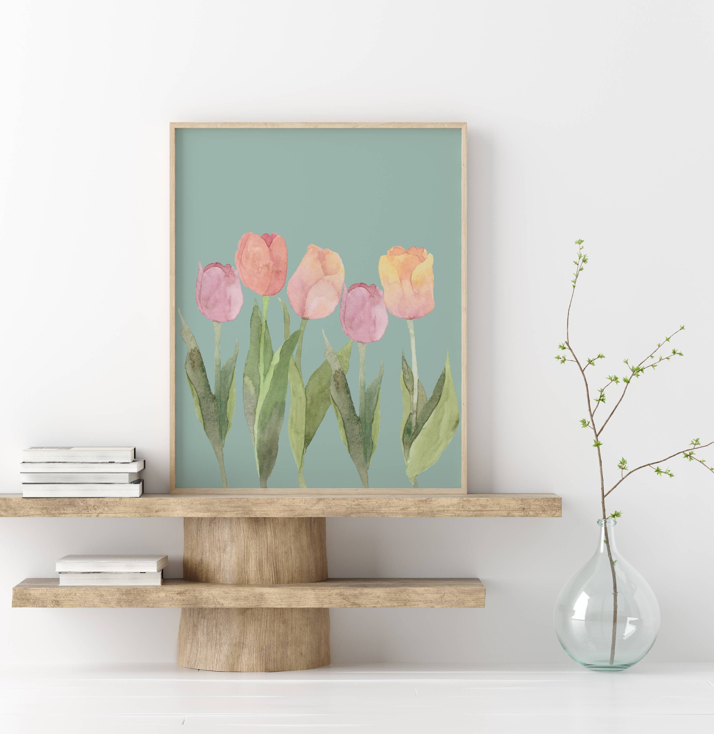 Tulip Meadow Print Spring Tulip Field Summer Floral Landscape Painting ...