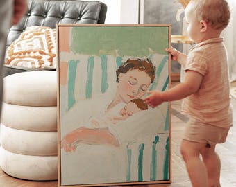 Impression d'art de la maternité, affiche de fils de maman, art pour chambre d'enfants, cadeau de fête des mères, art mural pour mère et bébé, future maman, cadeau de baby shower, décoration de chambre à coucher