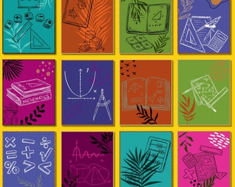 Math Class Gallery Wall set of 12 high school middle school math art Math classroom posters Educational art math prints Mathematics wall art