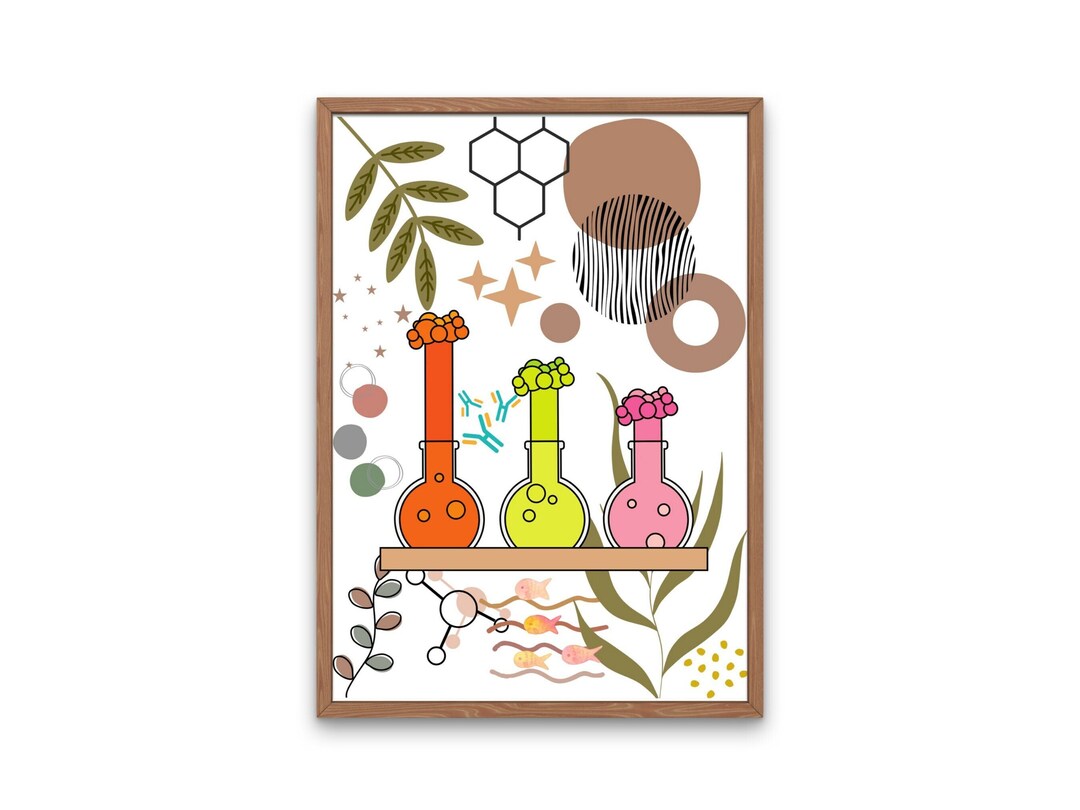 Science Wall Print, Boho Watercolor Print, Chemistry Print, Boho ...