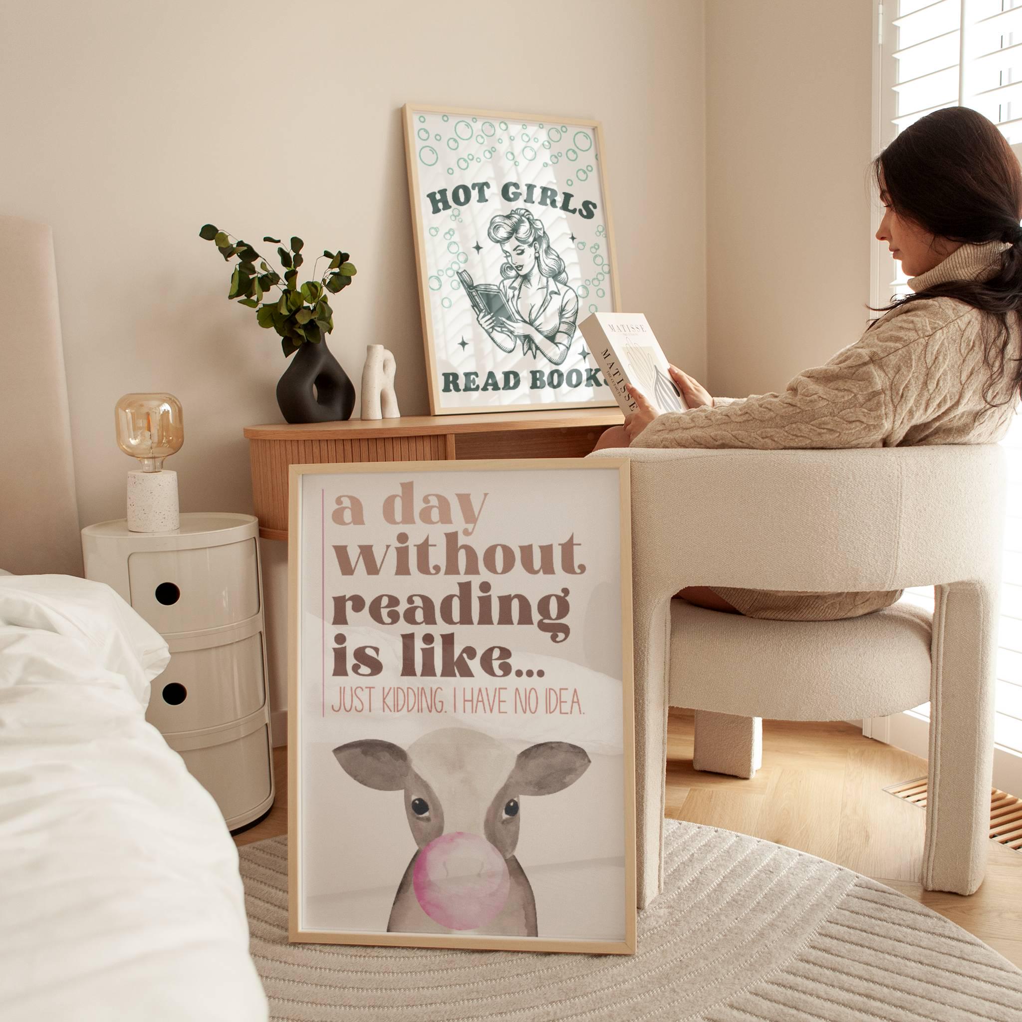 Reading Poster Printable Book Wall Art Reading Print Bookworm Room ...