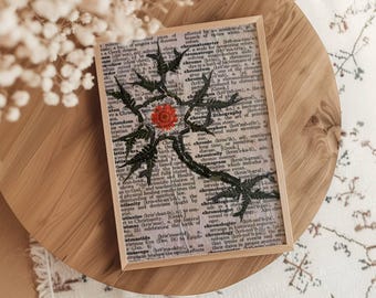 Pressed flower Wall Decor Psychologist gift Nerve Cell wall art dry floral Wall Hanging Finished Product Science wall art gift Neuron unique