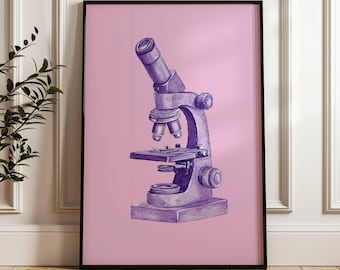 Arte de parede de microscópio, decoração de consultório odontológico, download digital de ciência, presente de cientista, decoração médica, presente para técnico de laboratório, microbiologista