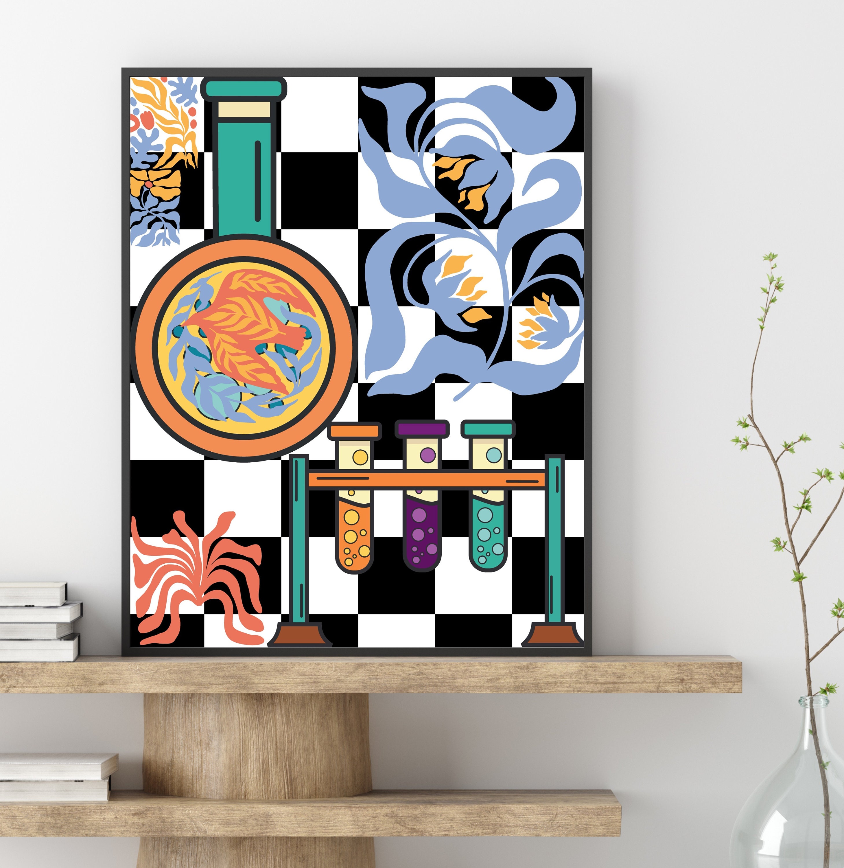 Retro Science Wall Art Set, Home Decor, Bedroom Decor, Science Lover ...