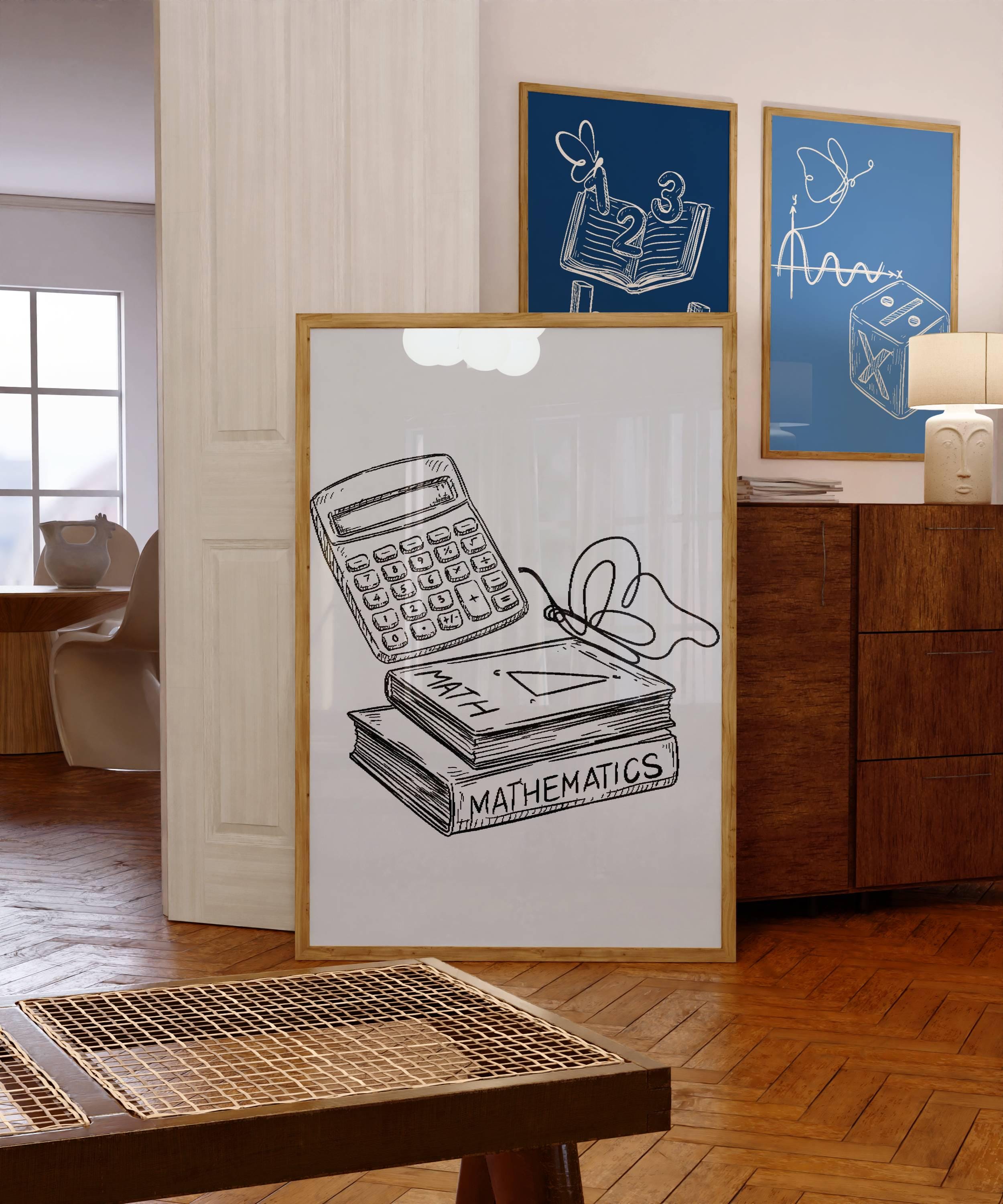 Math Classroom Poster Set Math Teacher Gift Blue Classroom Decor ...