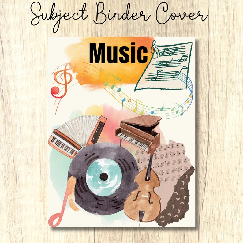 Music Subject Binder Cover Printable Back to School Teacher Binder ...