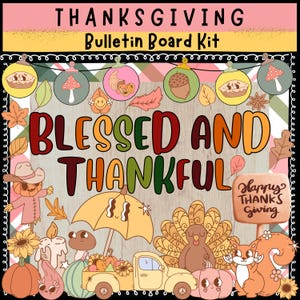 Thanksgiving Bulletin Board Kit Herbst Klassenzimmer Bulletin Board Kit November Bulletin Board Herbst Tür Dekor Thanksgiving Groovy Bulletin Board