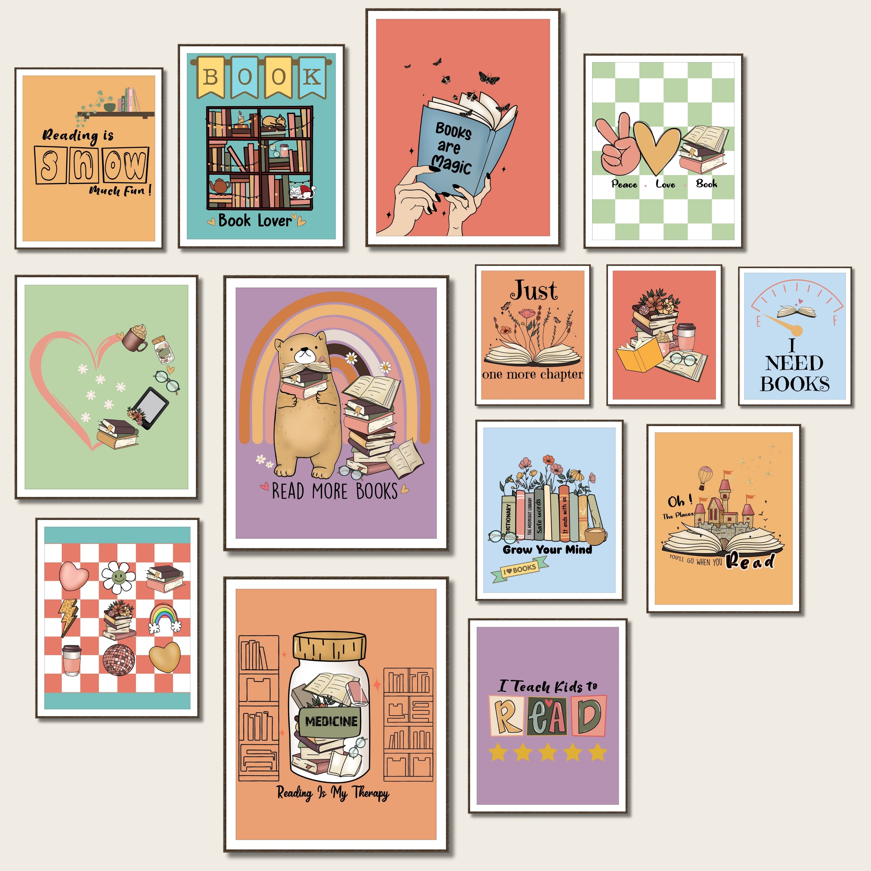 Reading Classroom Posters Reading Bulletin Board Kit Library Wall Art ...