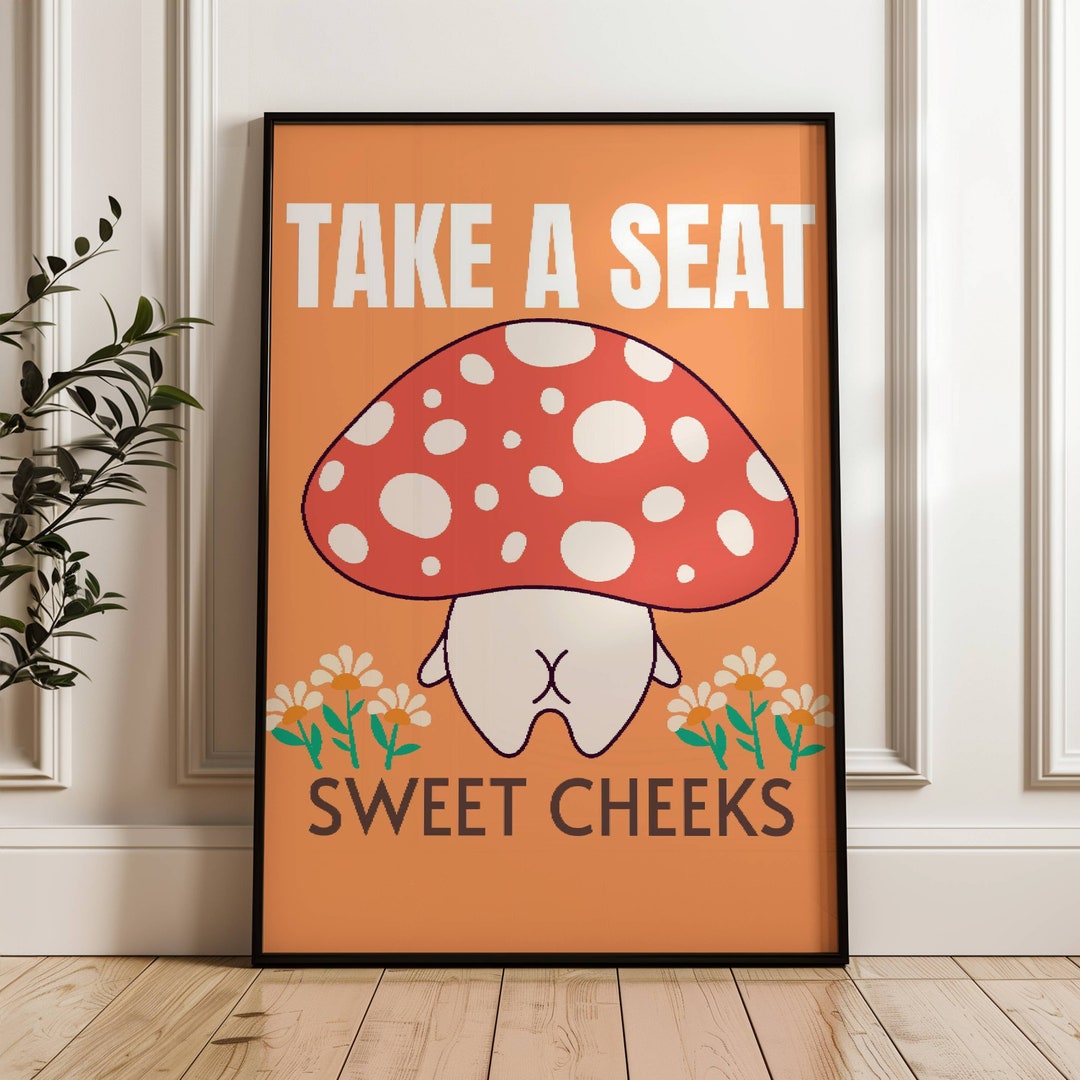 Funny Toilet Printable Poster Retro Bathroom Wall Art Take a Seat Sweet ...