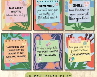 Nurse Affirmations poster set of 6 office room decor Nurse Reminder Notes Affirmation Poster Positive Quotes retro arts nurse gift Medical